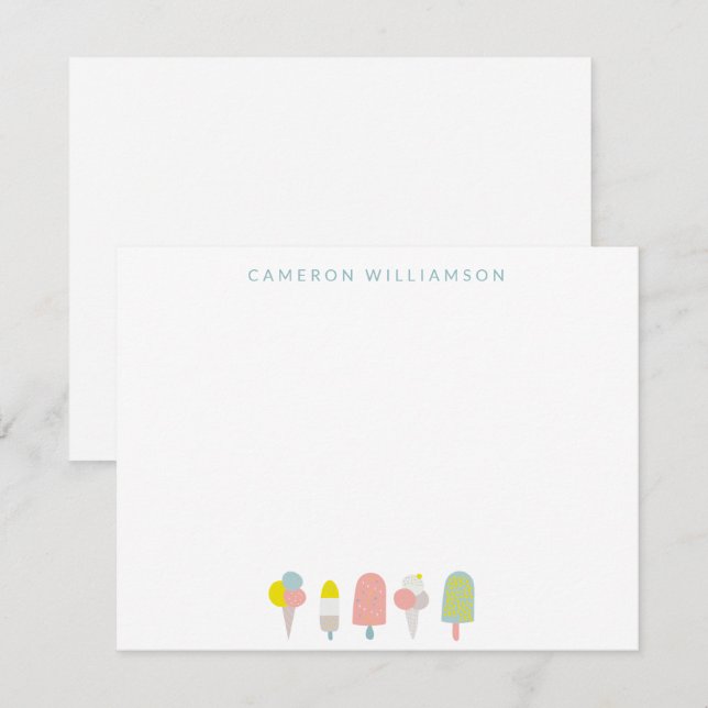 Sommar Pastel Ice Cream Personlig Stationery Anteckningskort (Fram/baksida)