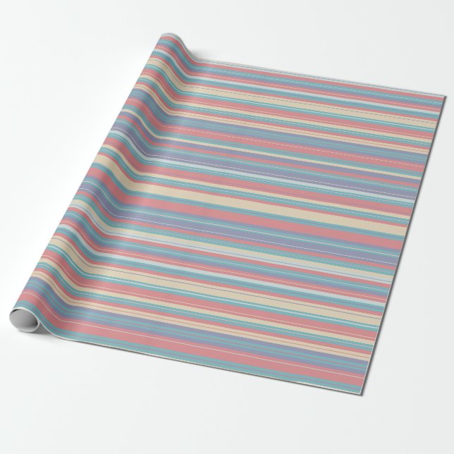 Sommar Pastel Stripe Wrapping Papper Presentpapper (Utrullad)