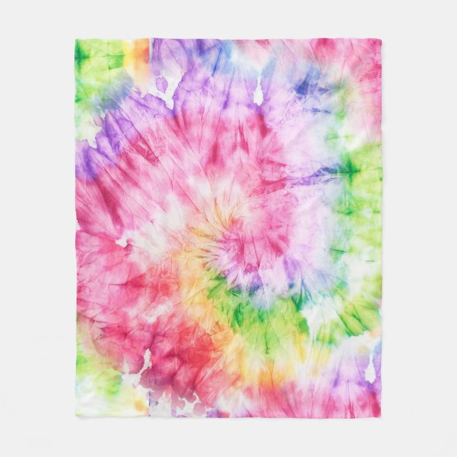 Sommar: Pastel Tie-Dye Mönster Fleecefilt (Framsidan)