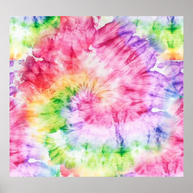 Sommar: Pastel Tie-Dye Mönster Poster (Framsidan)