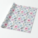 Sommar Pastellblå Akvarell Blommor Mönster  Presentpapper<br><div class="desc">Detta mjuka och romantiska inpackningspapper har en delikat akvarell blomdesign i pastellfärger av rosa,  lavendel och himmelblå med bladrika accenter. Perfekt för bröllop,  födelsedagar,  baby shower eller vårpresenter,  det ger en fräsch och feminin touch till varje firande.</div>