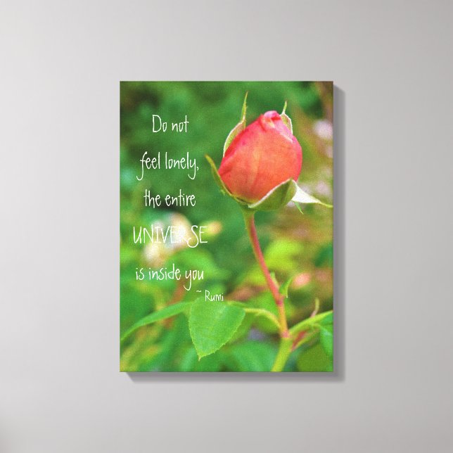 Sommar Peach Ro Bud Rumi Quote Canvastryck (Framsida)