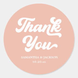 Sommar Peach Tack Wedding Favor Runt Klistermärke