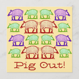 Sommar Picknick Grillfest Inbjudan - Folk Art Gris