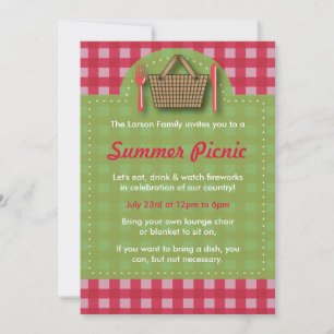 Sommar Picnic Gingham-inbjudan Inbjudningar