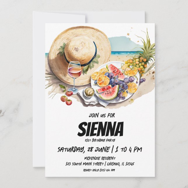 Sommar Picnic med inbjudan till strandvy (Framsida)