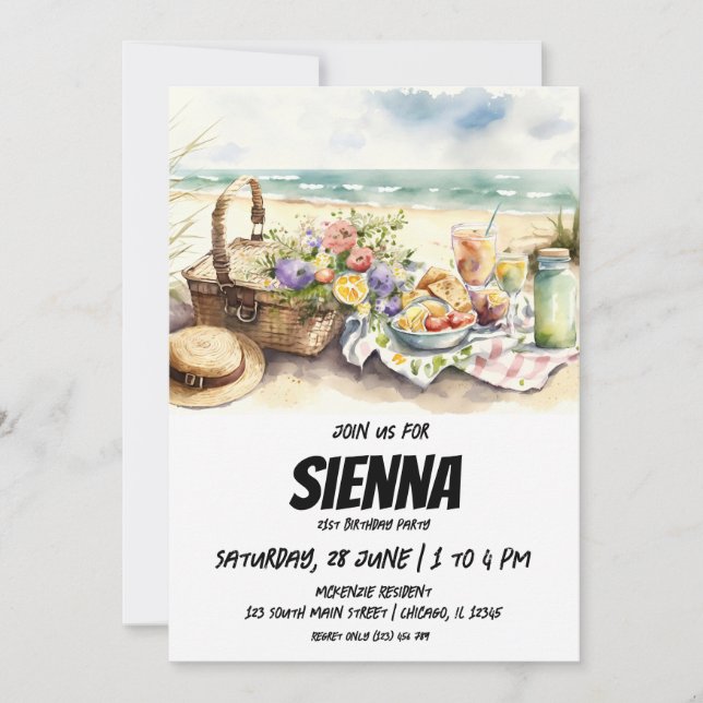 Sommar Picnic med inbjudan till strandvy (Framsida)