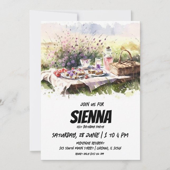 Sommar Picnic på inbjudan till fält (Framsida)