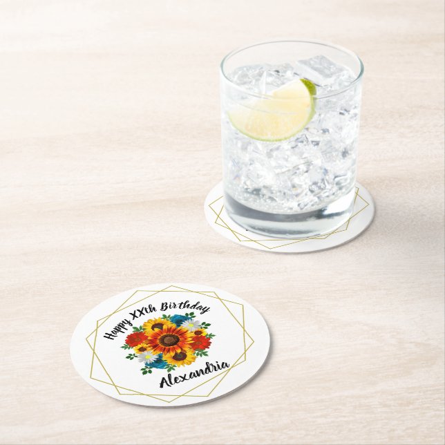 Sommar Picnic Party Geometric Blommigt Underlägg Papper Rund (Insitu)