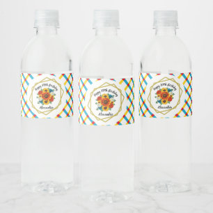 Sommar Picnic Party Geometric Blommigt Vattenflaskor Etikett
