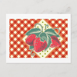 Sommar Picnic Red White Checkated Tablecloth Vykort