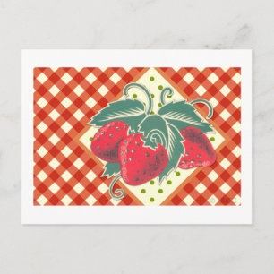 Sommar Picnic Red White Checkated Tablecloth Vykort