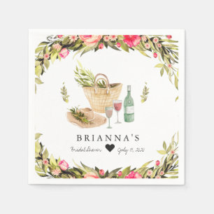 Sommar Picnic Watercolor Blommigt Pappersservett