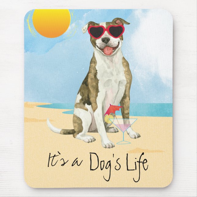 Sommar Pit Bull Terrier Mouse Pad Musmatta (Framsidan)
