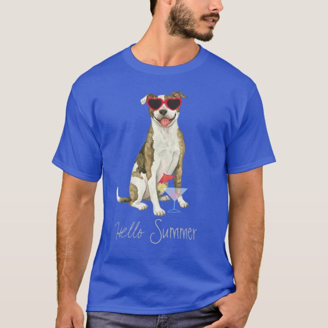 Sommar Pit Bull Terrier T-Shirt (Framsida)