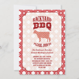 Sommar-Plaid Backyard Barbecue Cookout BBQ Party Inbjudningar
