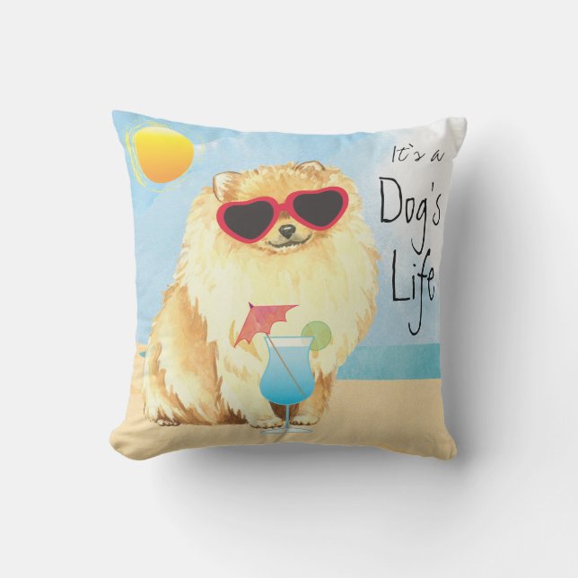 Sommar Pomeranian Kudde (Framsida)