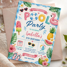 Sommar Pool Födelsedagsfest Inbjudningar