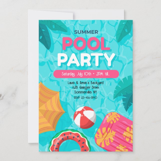 Sommar Pool Party Inbjudan (Framsida)
