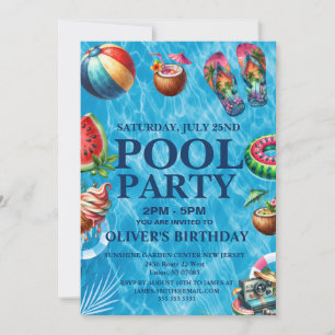 sommar Pool Party,Simning Födelsedagsinbjudan Inbjudningar