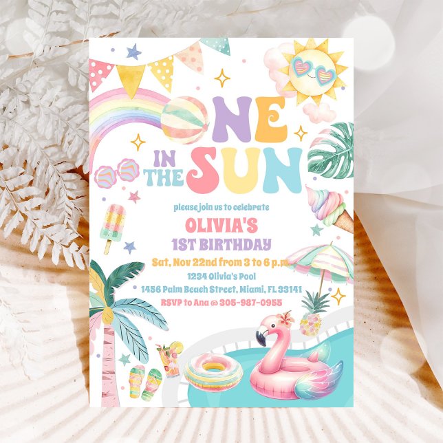 Sommar Poolparty 1-års Födelsedagsinbjudan Inbjudningar (Skapare uppladdad)