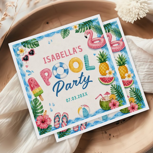 Sommar poolparty födelsedags servetter (Skapare uppladdad)