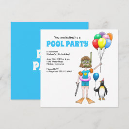 Sommar Poolparty Födelsedagsfest Inbjudningar