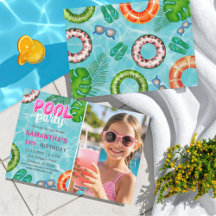 Sommar Poolparty Födelsedagsinbjudan för alla åldr