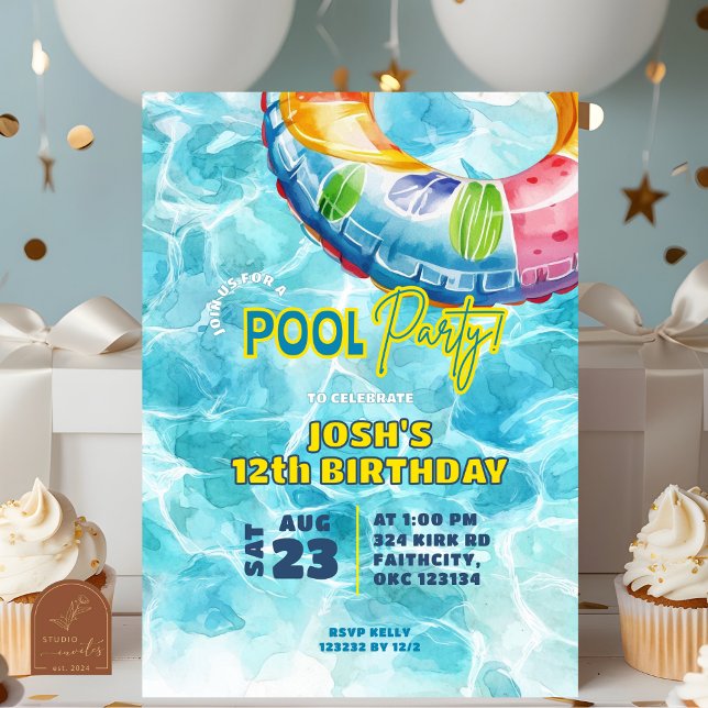 Sommar Poolparty Födelsedagsinbjudan Inbjudningar (Skapare uppladdad)