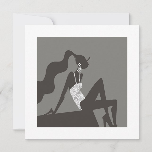 Sommar Poolparty Glamour Modet Art Card Inbjudningar (Framsida)