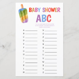 Sommar-popsicle Baby Shower Game ABC