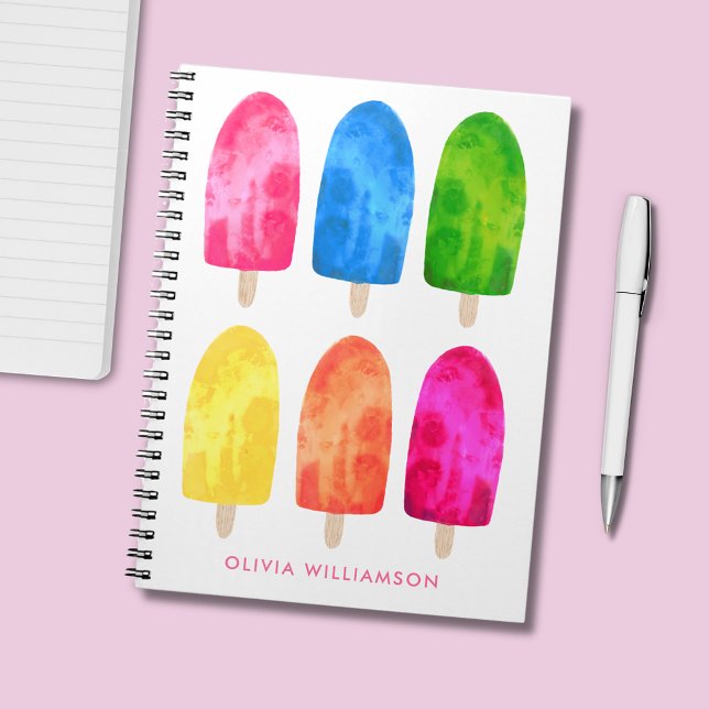 Sommar Popsicle Isglass Anteckningsbok (ice lolly, summer popsicle personalized notebook)
