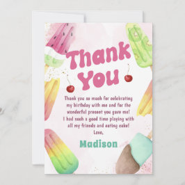 Sommar Popsicle Rosa Girl Birthday - tackkort Tack Kort