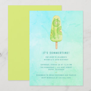 Sommar Popsicle Vattenfärg Födelsedagsfest Inbjudningar