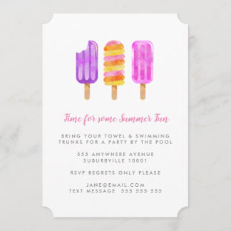Sommar Popsicles Isstänger Glass Poolparty Inbjudningar