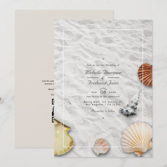 Sommar QR-kod OSA Beach Wedding Inbjudningar (Fram/baksida)