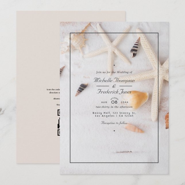 Sommar QR-kod OSA Beach Wedding Inbjudningar (Fram/baksida)