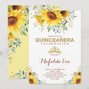 Sommar Quinceanera Garden Sunblommor 15:e födelsed Inbjudningar