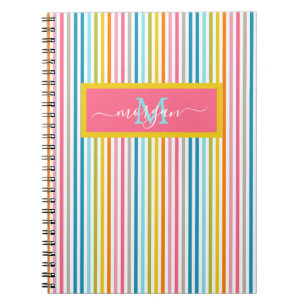 Sommar Rainbow Rand Monogram-skript Anteckningsbok
