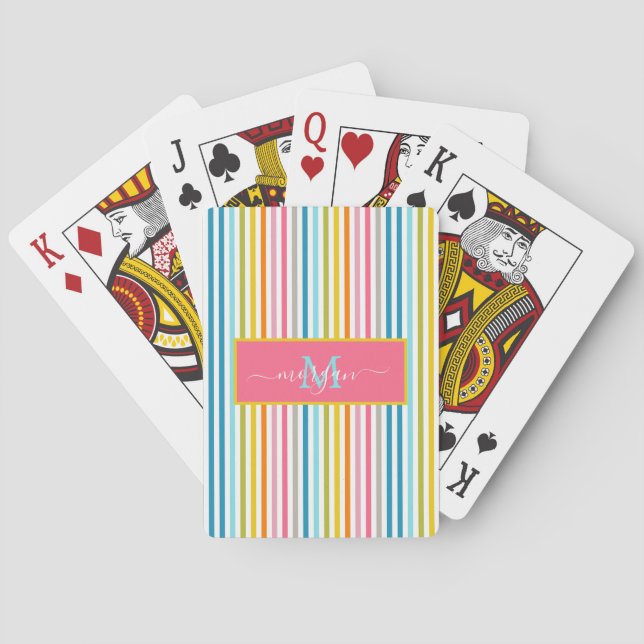 Sommar Rainbow Rand Monogram-skript Casinokort (Baksidan)