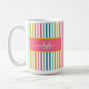 Sommar Rainbow Rand Monogram-skript Kaffemugg