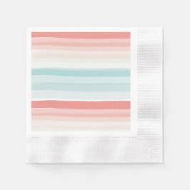 Sommar rand i korall och turkos pappersservett