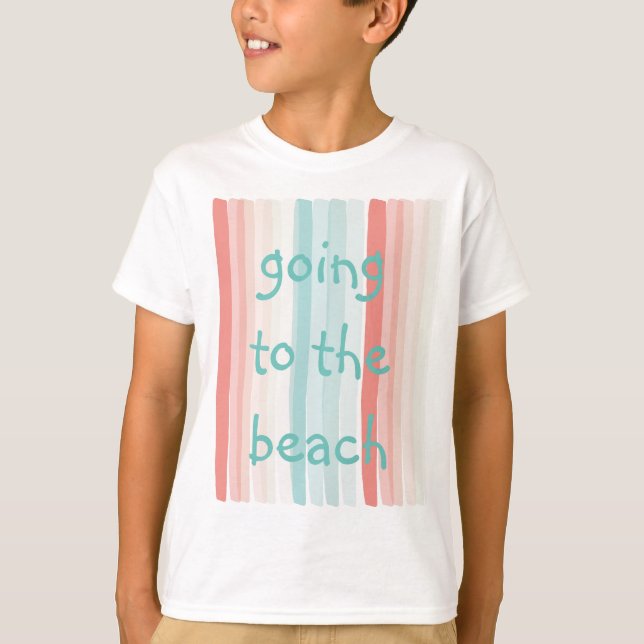 Sommar rand i korall och turkos t shirt (Framsida)