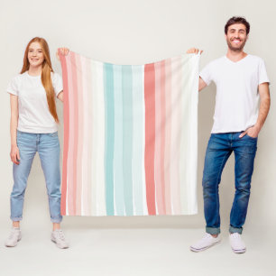 Sommar-rand i koraller och turkos fleecefilt