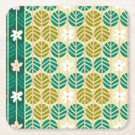 Sommar rand retro underlägg blommigt ljust grönt