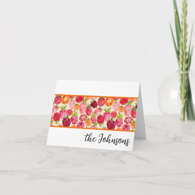 Sommar Raspberry Watercolor Coquette Tack Kort (Framsida)