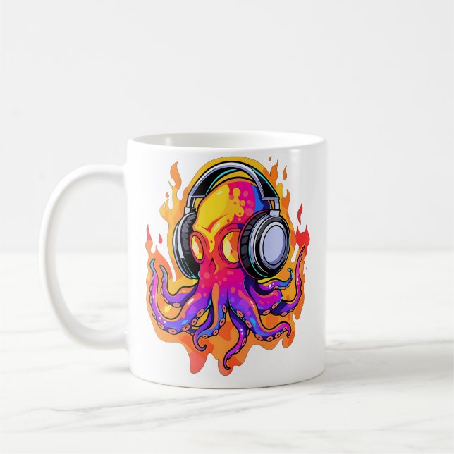 Sommar Rave Fire Octopus Dj Edm Festival Kaffemugg (Vänster)