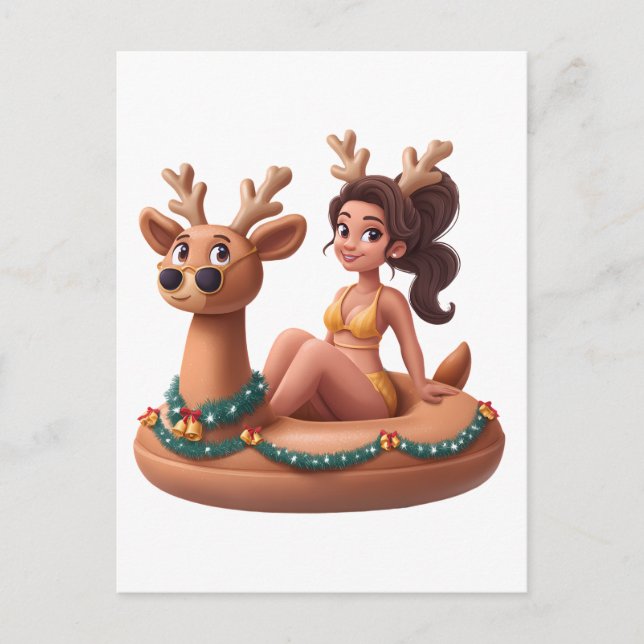 Sommar Ren Holiday Kul Pool Party Design Helg Vykort (Framsida)