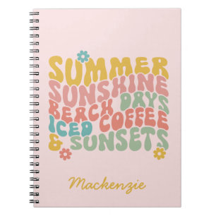 Sommar: Retro Beach Iced Coffee Sunsets Anteckningsbok