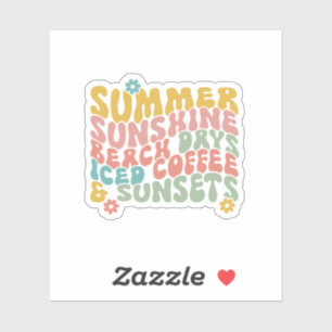 Sommar: Retro Beach Iced Coffee Sunsets Klistermärken